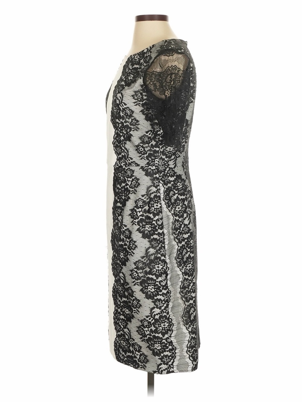 ANTONIO MELANI Black and White Lace Midi Sheath Dress - Picture 5 of 7